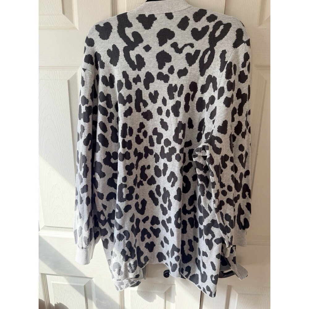 Belle Kim Gravel Animal Intarsia Duster Cardigan Sweater Womens Plus Sz 2X - Picture 6 of 8